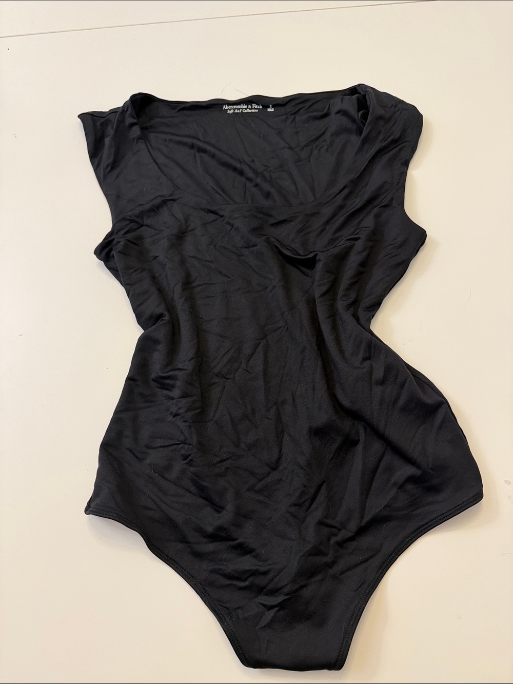 Abercrombie & Fitch Black Scoop Neck Cap-Sleeve Bodysuit